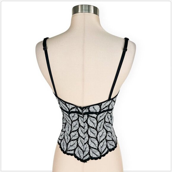 Cosabella Black Leaf Pattern Lace Underwire Empire Bustier Bra Top Vintage 2 / M - Picture 2 of 3